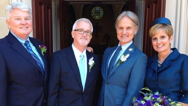 Say Yes to the Dress: Atlanta stars Lori Burns Allen and Monte Durham appear in a photo with Durhams husband Jakob Evans and an unidentified guest posted on Monday, Oct. 21, 2013. - Provided courtesy of facebook.com/SayYesToTheDress Say Yes to the Dress: Atlanta stars Lori Burns Allen and Monte Durham appear in a photo with Durhams husband Jakob Evans and an unidentified guest posted on Monday, Oct. 21, 2013. - Provided courtesy of facebook.com/SayYesToTheDress