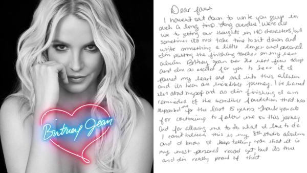 Britney Spears appears on the cover of her 2013 album Britney Jean. / The first page of a letter Spears wrote to fans published on Oct. 25, 2013. - Provided courtesy of RCA Records / BritneySpears.com Britney Spears appears on the cover of her 2013 album Britney Jean. / The first page of a letter Spears wrote to fans published on Oct. 25, 2013. - Provided courtesy of RCA Records / BritneySpears.com