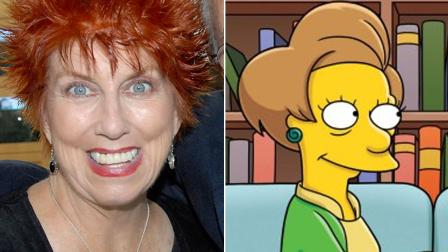 (Left) Marcia Wallace poses at the TV Land 35th anniversary celebration of the Bob Newhart Show in Beverly Hills, Calif. Sept. 5, 2007. (Right) The Simpsons character Edna Krabappel, appears in a photo from the animated shows Facebook page.