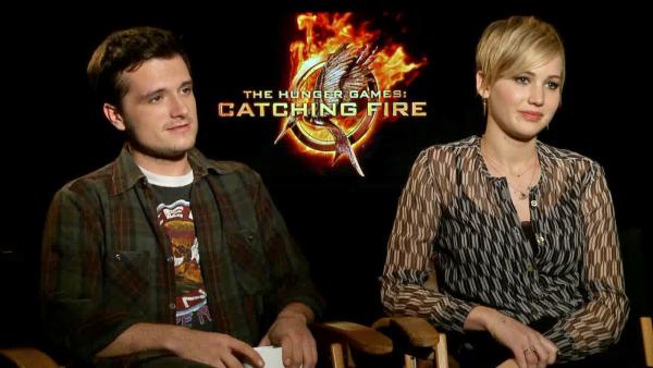 Jennifer Lawrence and Josh Hutcherson appear in an interview with OTRC.com on Nov. 7, 2013. - Provided courtesy of OTRC