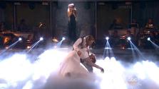Amber Riley and Derek Hough appear in a still from Dancing With The Stars on Nov. 18, 2013. - Provided courtesy of ABC