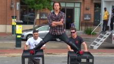 Channing Tatum spoofs Jean-Claude Van Dammes Epic Split commercial in a YouTube video posted on Nov. 19, 2013. - Provided courtesy of youtube.com/user/ctunwrapped