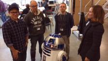 J.J. Abrams, Lee Towersey, Oliver Steeples, and Kathleen Kennedy appear in a photo with an R2-D2 model posted on Bad Robots Twitter page on Nov. 14, 2013. - Provided courtesy of Twitter.com/bad_robot