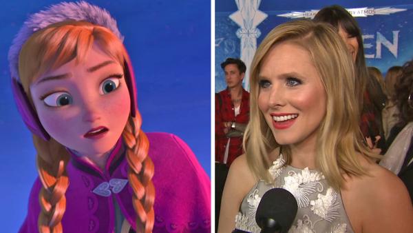 Kristen Bell talks to OTRC.com at the premiere of Disneys 2013 movie Frozen in Los Angeles on Nov. 19, 2013. / Kristen Bells Frozen character, Princess Anna, appears in a scene from the movie. - Provided courtesy of OTRC / Walt Disney Studios