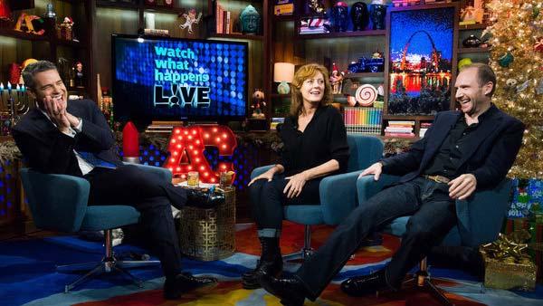Susan Sarandon appears on Watch What Happens Live with Andy Cohen and Ralph Fiennes on Dec. 11, 2013. - Provided courtesy of Charles Sykes / Bravo