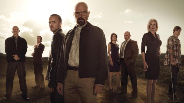Jonathan Banks, Bob Odenkirk, Aaron Paul, Bryan Cranston, Betsy Brandt, Dean Norris, Anna Gunn and RJ Mitte appear in a promotional photo for Breaking Bad season 5 in 2013. - Provided courtesy of Frank Ockenfels/AMC Jonathan Banks, Bob Odenkirk, Aaron Paul, Bryan Cranston, Betsy Brandt, Dean Norris, Anna Gunn and RJ Mitte appear in a promotional photo for Breaking Bad season 5 in 2013. - Provided courtesy of Frank Ockenfels/AMC