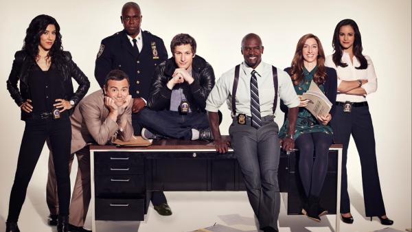 L-R: Stephanie Beatriz, Joe Lo Truglio, Andre Braugher, Andy Samberg, Terry Crews, Chelsea Peretti and Melissa Fumero appear in a promotional photo for the show Brooklyn Nine-Nine in 2013. - Provided courtesy of FOX L-R: Stephanie Beatriz, Joe Lo Truglio, Andre Braugher, Andy Samberg, Terry Crews, Chelsea Peretti and Melissa Fumero appear in a promotional photo for the show Brooklyn Nine-Nine in 2013. - Provided courtesy of FOX