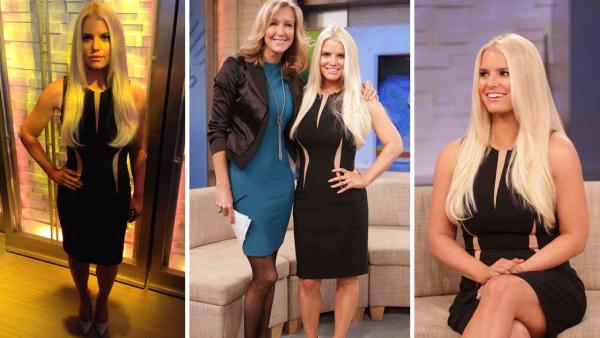 Jessica Simpson appears in a photo posted on her official Twitter account, showing off her slimmed down body before her Good Morning America interview on Jan. 7, 2014. - Provided courtesy of twitter.com/jessicasimpson / ABC / Fred Lee