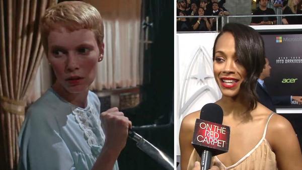 Mia Farrow appears in a scene from the 1968 movie Rosemarys Baby. / Zoe Saldana talks to OTRC.com about Star Trek Into Darkness at the films L.A. premiere on May 14, 2013. - Provided courtesy of William Castle Productions / Paramount Pictures / OTRC