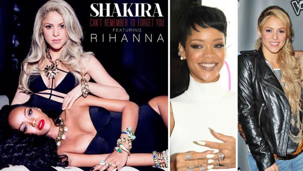 Shakira and Rihanna appear on the cover art, released on Jan. 9, 2013, for their single Cant Remember to Forget You. - Provided courtesy of Instagram.com/badgalriri / Sara De Boer/startraksphoto.com / Top Photo/Startraksphoto.com Shakira and Rihanna appear on the cover art, released on Jan. 9, 2013, for their single Cant Remember to Forget You. - Provided courtesy of Instagram.com/badgalriri / Sara De Boer/startraksphoto.com / Top Photo/Startraksphoto.com