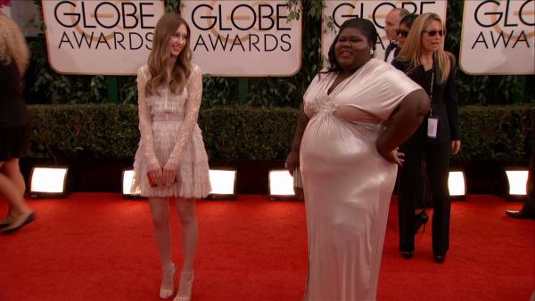 Gabourey Sidibe (American Horror Story, Precious) poses on the red carpet at the 2014 Golden Globe Awards in Beverly Hills, California on Sunday, Jan. 12, 2014. - Provided courtesy of OTRC