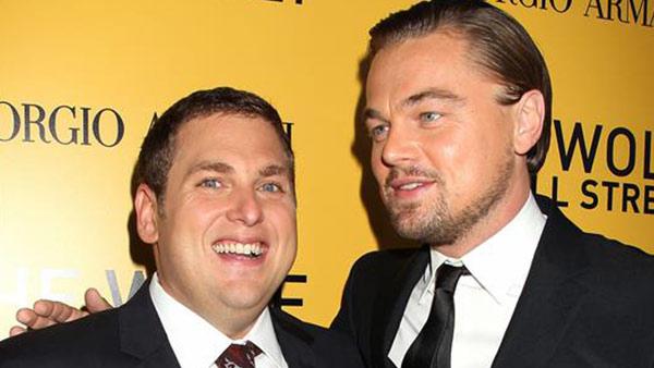 Jonah Hill and Leonardo DiCaprio appear at the premiere of The Wolf of Wall Street in New York on Dec. 17, 2013. Hill revealed on The Howard Stern Show on Jan. 21, 2014 that he was paid 60,000 dollars for his supporting role. - Provided courtesy of Dave Allocca / Startraksphoto.com