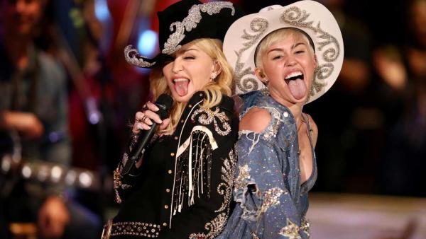Miley Cyrus and Madonna appear on Cyrus MTV Unplugged special on Jan. 29, 2014. - Provided courtesy of MTV Miley Cyrus and Madonna appear on Cyrus MTV Unplugged special on Jan. 29, 2014. - Provided courtesy of MTV