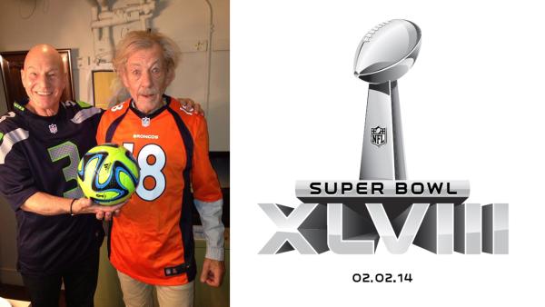 Patrick Stewart shared this 2014 Super Bowl-themed picture of himself with Ian McKellen. / The logo of Super Bowl XLVIII. - Provided courtesy of pic.twitter.com/rdtXP6IGTE / twitter.com/SirPatStew/status/429274877884121089 / NFL Patrick Stewart shared this 2014 Super Bowl-themed picture of himself with Ian McKellen. / The logo of Super Bowl XLVIII. - Provided courtesy of pic.twitter.com/rdtXP6IGTE / twitter.com/SirPatStew/status/429274877884121089 / NFL