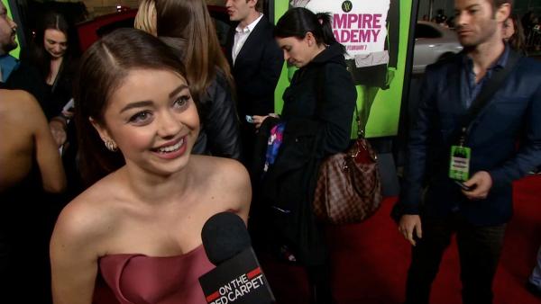Sarah Hyland talks to OTRC.com at the premiere of the film Vampire Academy in Los Angeles on Feb. 4, 2014. The actress is best known for her role on ABCs Modern Family. She plays Natalie in the movie. - Provided courtesy of OTRC Sarah Hyland talks to OTRC.com at the premiere of the film Vampire Academy in Los Angeles on Feb. 4, 2014. The actress is best known for her role on ABCs Modern Family. She plays Natalie in the movie. - Provided courtesy of OTRC