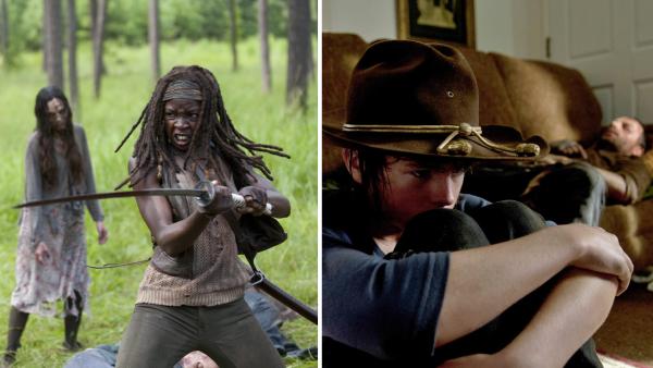 Michonne (Danai Gurira), Carl (Chandler Riggs) and Rick (Andrew Lincoln) appear in scenes from episode 9, the midseason premiere, of season 4 of AMCs The Walking Dead, which aired on Feb. 9, 2014. - Provided courtesy of Gene Page / AMC Michonne (Danai Gurira), Carl (Chandler Riggs) and Rick (Andrew Lincoln) appear in scenes from episode 9, the midseason premiere, of season 4 of AMCs The Walking Dead, which aired on Feb. 9, 2014. - Provided courtesy of Gene Page / AMC