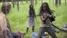 Michonne (Danai Gurira) appears in a scene from episode 9, the midseason premiere, of season 4 of AMCs The Walking Dead, which aired on Feb. 9, 2014. - Provided courtesy of Gene Page / AMC