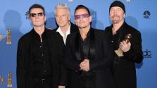 U2 appear at the 71st annual Golden Globe Awards in Los Angeles, California on Jan. 12, 2014.