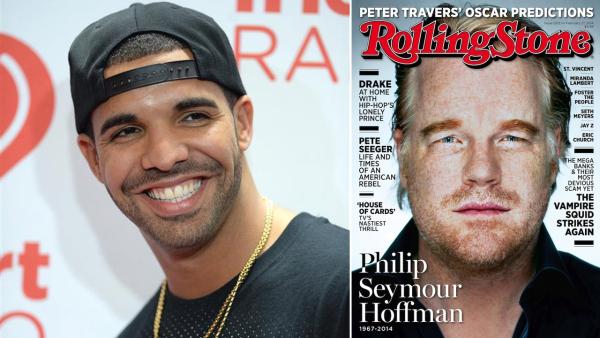 Drake appears at the 2013 iHeartRadio Music Festival in Las Vegas on Sept. 21, 2013. / Philip Seymour Hoffman appears a February 2014 cover of Rolling Stone. - Provided courtesy of Lionel Hahn/AbacaUSA/startraksphoto.com / Rolling Stone Drake appears at the 2013 iHeartRadio Music Festival in Las Vegas on Sept. 21, 2013. / Philip Seymour Hoffman appears a February 2014 cover of Rolling Stone. - Provided courtesy of Lionel Hahn/AbacaUSA/startraksphoto.com / Rolling Stone