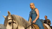 Emilia Clarke appears as Daenerys Targaryen in a scene from season 3 of the HBO series Game of Thrones. - Provided courtesy of HBO / Helen Sloane
