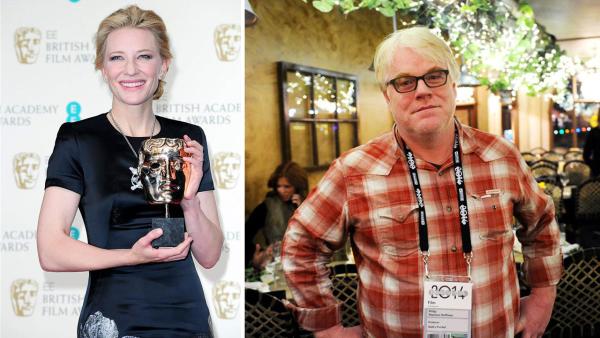 Cate Blanchett appears at the 2014 British Academy Film Awards on Feb. 16, 2014. / Philip Seymour Hoffman appears at the Gods Pocket screening on Jan. 17, 2014. - Provided courtesy of Doug Peters/Abaca/startraksphoto.com / Seth Browarnik/startraksphoto.com Cate Blanchett appears at the 2014 British Academy Film Awards on Feb. 16, 2014. / Philip Seymour Hoffman appears at the Gods Pocket screening on Jan. 17, 2014. - Provided courtesy of Doug Peters/Abaca/startraksphoto.com / Seth Browarnik/startraksphoto.com