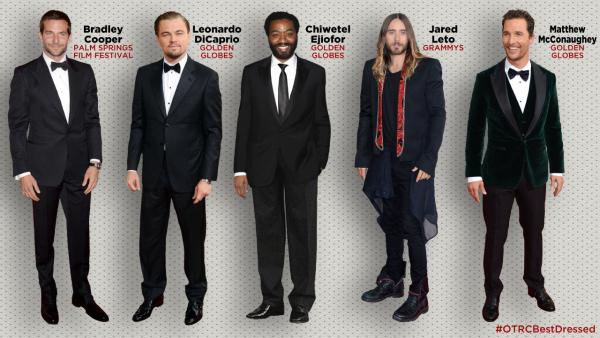 Bradley Cooper attends the 2014 Palm Springs Film Festival. / Leonardo DiCaprio, Chiwetel Ejiofor attend the 2014 Golden Globe Awards. / Jared Leto attends the Grammys. / Matthew McConaughey appears at the Globes. Which Oscar nominee is #OTRCBestDressed? - Provided courtesy of OTRC Bradley Cooper attends the 2014 Palm Springs Film Festival. / Leonardo DiCaprio, Chiwetel Ejiofor attend the 2014 Golden Globe Awards. / Jared Leto attends the Grammys. / Matthew McConaughey appears at the Globes. Which Oscar nominee is #OTRCBestDressed? - Provided courtesy of OTRC
