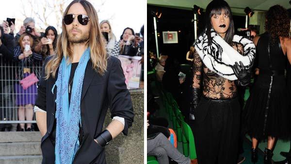 Jared Leto appears at the Miu Miu show during Fall/Winter 2014 Paris Fashion week on March 5, 2014. Rihanna appears at the Jean Paul Gaultier show during Fall/Winter 2014 Paris Fashion week on March 1, 2014. - Provided courtesy of Alban Wyters / startraksphoto.com