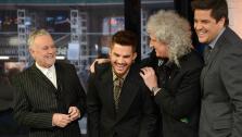 Adam Lambert appears with Queen members Brian May and Roger Taylor on ABCs Good Morning America as co-anchor Josh Elliot looks on. The American Idol alum announced he is touring with the legendary rock group. - Provided courtesy of ABC / Ida Mae Astute