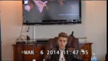 Justin Bieber appears in a video deposition on March 6, 2014, stemming from a civil assault case filed against him by a former bodyguard. - Provided courtesy of none / Miami Universal Court Reporting Office