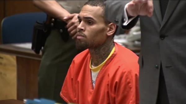 Chris Brown appears in a Los Angeles court on March 17, 2014. He was ordered to remain in jail until an April 23 probation violation hearing. The singer was arrested on March 14 for violating his probation. - Provided courtesy of OTRC
