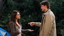 Mila Kunis appears on the April 10, 2014 episode of Two and a Half Men alongside Ashton Kutcher. - Provided courtesy of Sonja Flemming / CBS