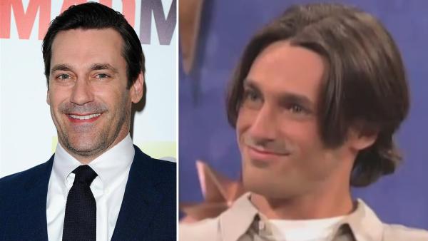 Jon Hamm appears in an episode of The Big Date in 1996. / Jon Hamm appears at the season 7 premiere of Mad Men in Hollywood on April 2, 2014. - Provided courtesy of USA Network / Daniel Robertson/startraksphoto.com