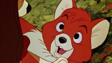 Tod the fox, played by Mickey Rooney, and Copper the hound, played by Kurt Russell, appear in a scene from the 1981 film The Fox and the Hound. - Provided courtesy of Walt Disney Productions