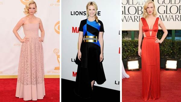 January Jones appears at the 2013 Emmys, the season 7 premiere of Mad Men and the 2011 Golden Globes, showcasing some of her sexiest looks over the years. - Provided courtesy of Daniel Robertson / Kyle Rover / startraksphoto.com