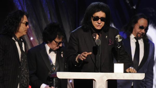Hall of Fame Inductees, KISS, Paul Stanley, Peter Criss, Gene Simmons, and Ace Frehley speak at the 2014 Rock and Roll Hall of Fame Induction Ceremony on Thursday, April, 10, 2014 in New York. - Provided courtesy of Charles Sykes/Invision/AP
