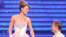 Amy Purdy and Derek Hough perform a Cinderella-themed Waltz on week 5 of Dancing With The Stars season 18 -- Disney Night -- on April 14, 2014. They received 37 out of 40 points from the judges for their dance. - Provided courtesy of ABC Photo / Adam Taylor