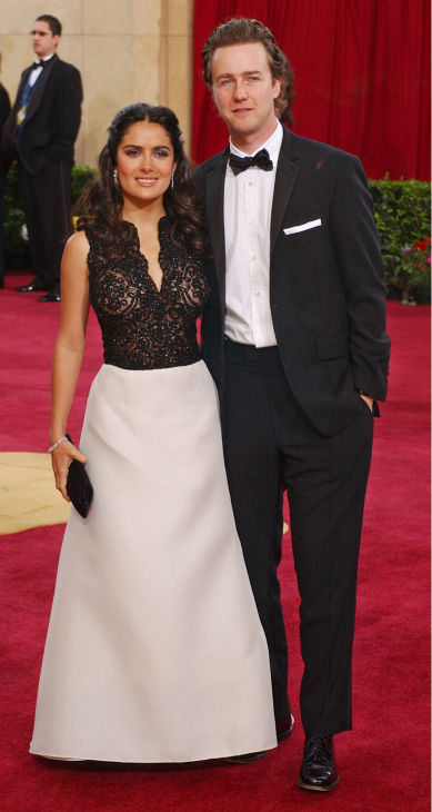 Salma Hayek and Edward Norton arrives for the...