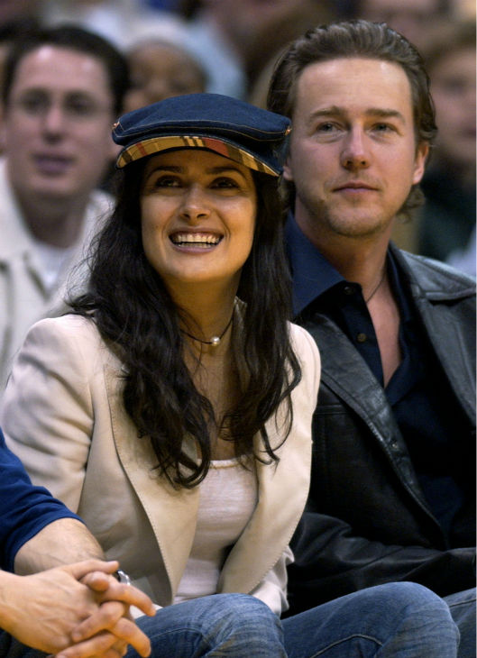 Salma Hayek, left, and her boyfriend, actor...