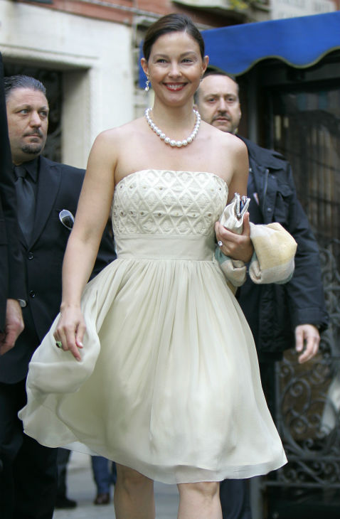 Ashley Judd arrives for the wedding ceremony of...