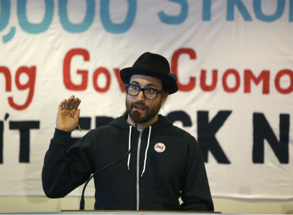 Sean Lennon appears at an anti-hydraulic...