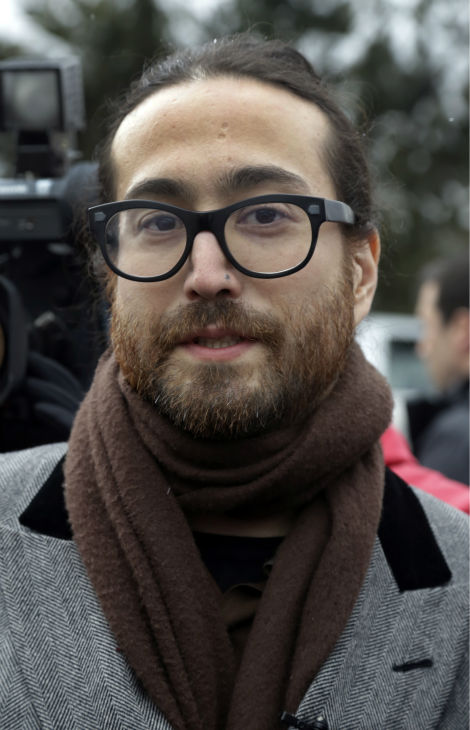 Sean Lennon appears at a news conference during...