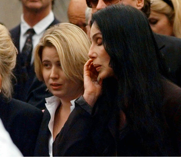 Cher, right, and daughter Chastity Bono exit St....