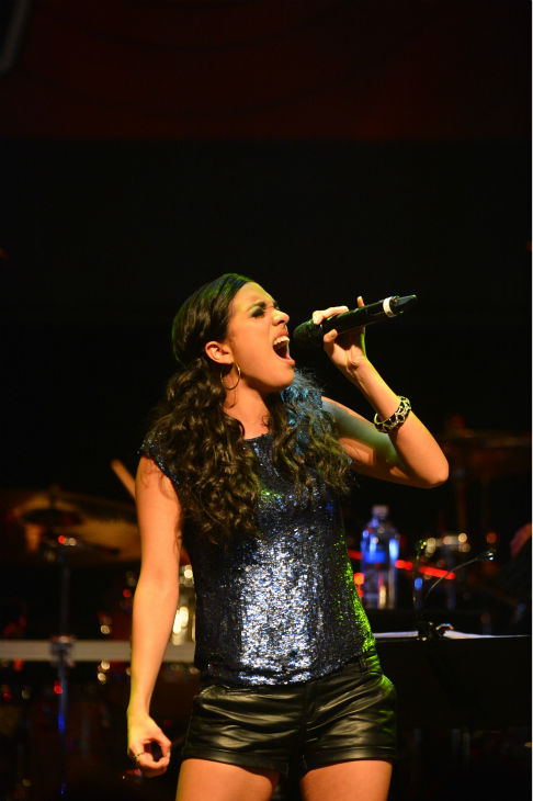 Adriana Louise, a 'Team Christina' contestant on 'The Voice,' performs at the NBC show's special concert to celebrate the announcement of the top 12, held at the House of Blues in Los Angeles on Nov. 8, 2012.