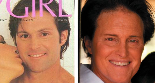 Pictured: To the left, Bruce Jenner appears on the cover of Playgirl magazine in 1982.  At right, Bruce Jenner appears on the cover of Life & Style magazine.