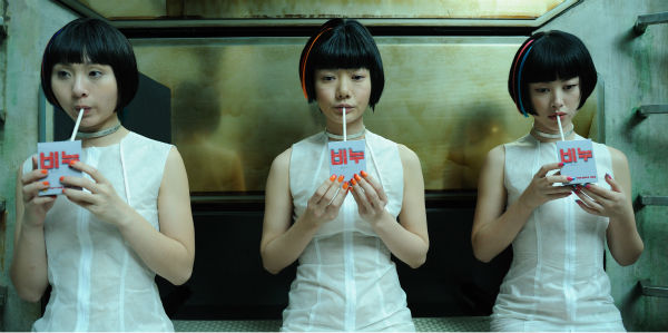 Doona Bae (center) appears as Sonmi-451 and Zhu...