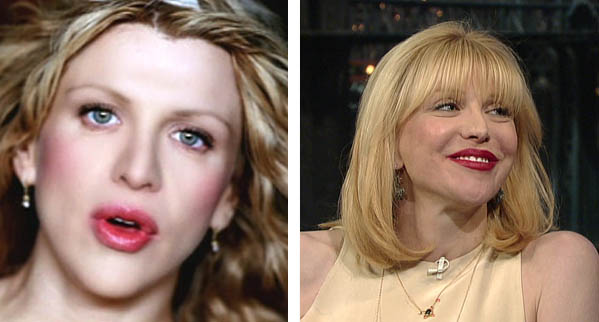 Pictured: To the left, Courtney Love appears in...