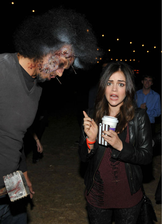 Lucy Hale attends the 4th Annual Los Angeles Haunted Hayride VIP Premiere Night held at Griffith Park on Sunday, Oct. 7, 2012.