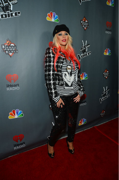 'The Voice' coach Christina Aguilera walks the...