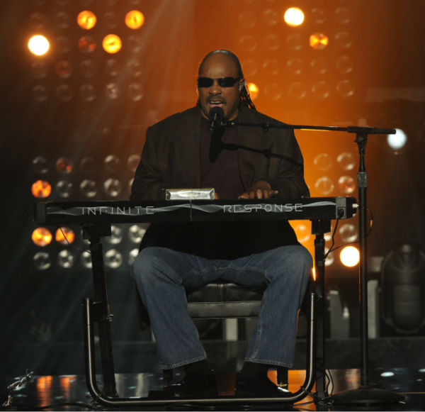 Stevie Wonder performs on 'The X Factor' finale...