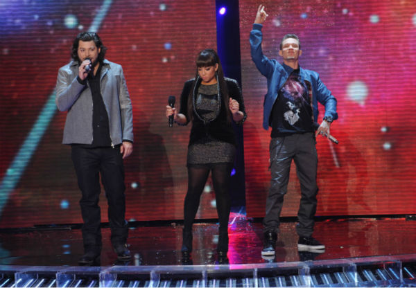 L-R: Top 3 finalists Josh Krajcik, Melanie Amaro...